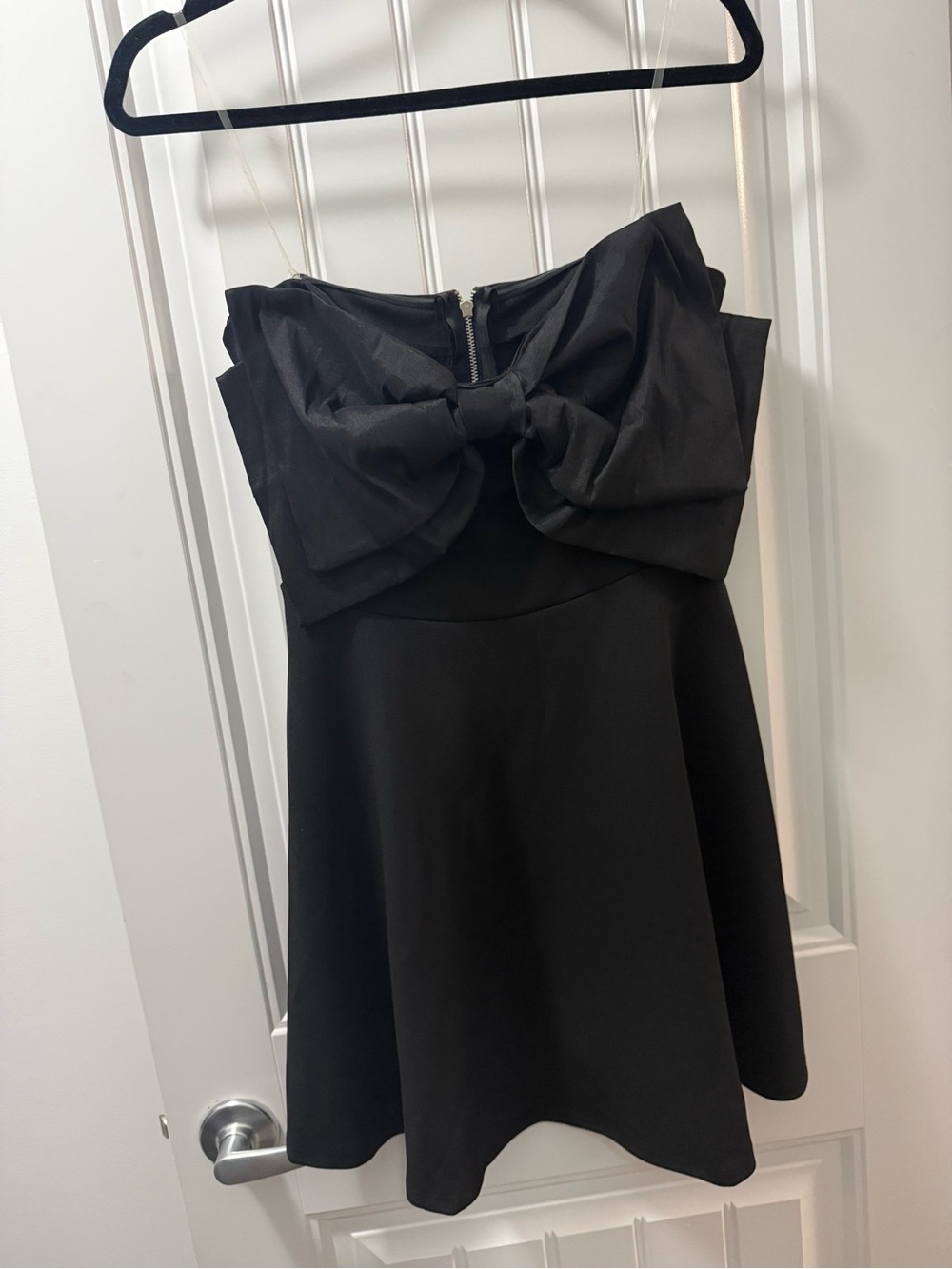 Strapless Mini Dress with Bow Detail - Black